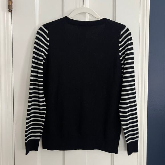 Banana Republic Black Stripe Bow Sweater Wool Blend Women Size M - Picture 5 of 6